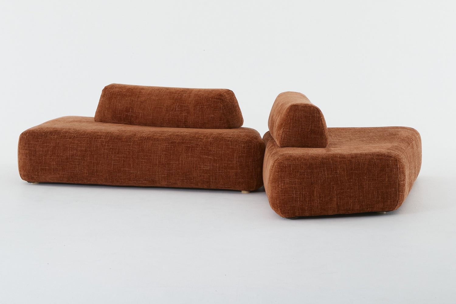 Two Hectare left wing modules in burnt orange with right module back on the left hand side