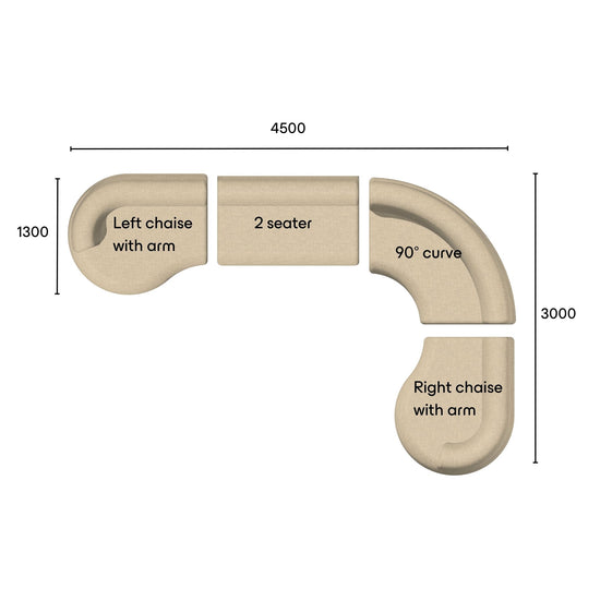 Eclipse curved sofa combination A specifications