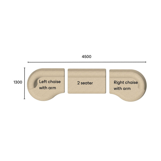 Eclipse modular sofa combination B with curved ends specifications