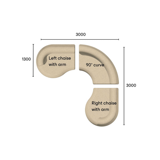 Eclipse curved modular sofa combination D specifications