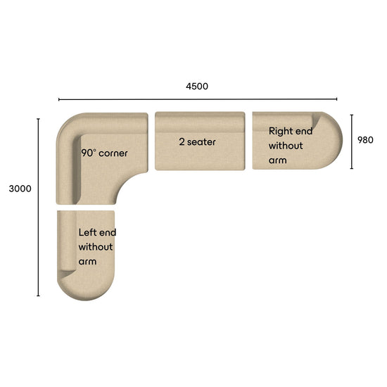 Eclipse curved modular sofa combination E specifications