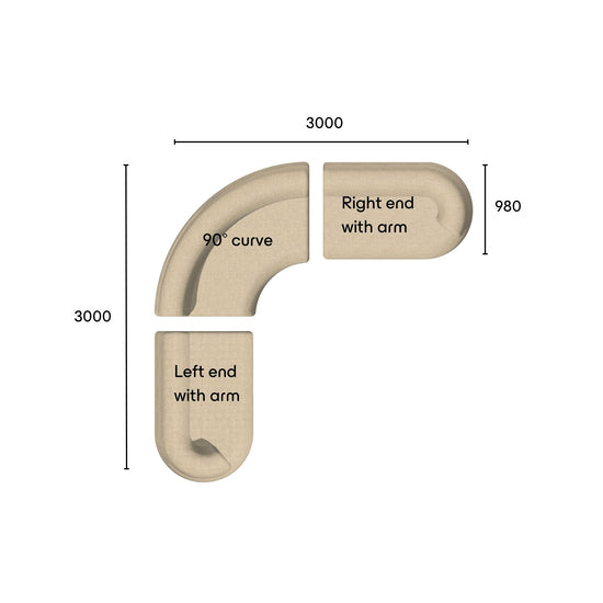 Eclipse curved modular sofa combination G specifications