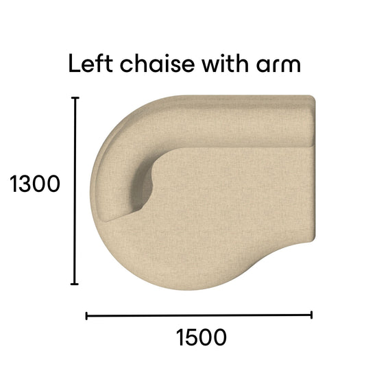 Eclipse left chaise sofa module with arm specifications