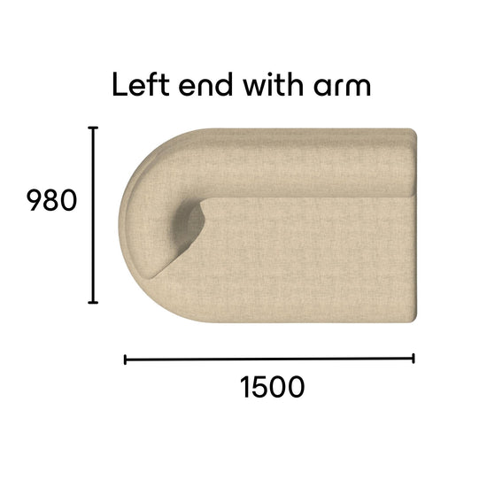 Eclipse left end sofa module with arm specifications.