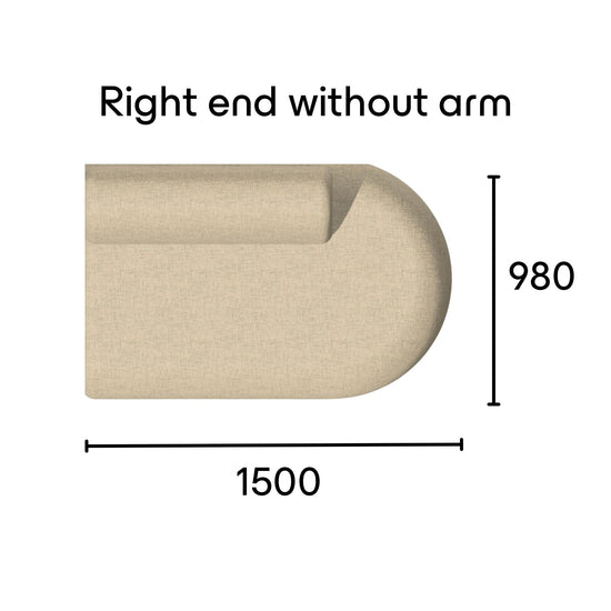 Eclipse right end sofa module without arm specifications