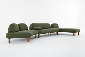 Ethos Plus green modular sofa with 30 degree curve and chaise