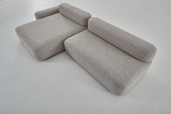 Left chaise and rectangle of Flux modular sofa with arm seen from above.
