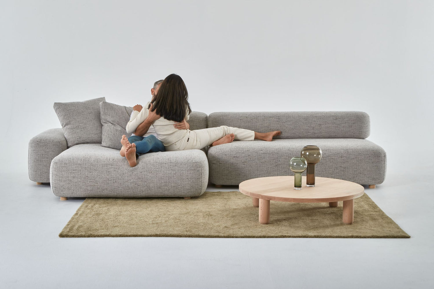  Flux super comfortable modular sofa with couple kissing.
