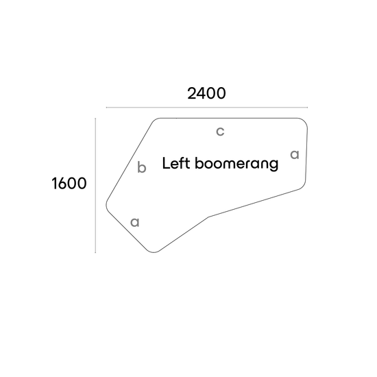 Diagram of size specifications of Hectare left boomerang module