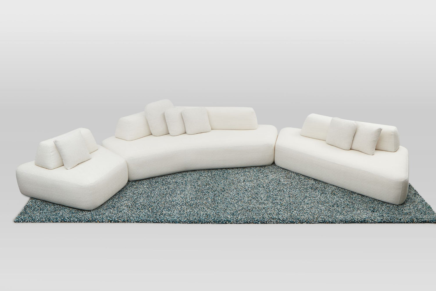 Hectare 7 seater with ottoman, boomerang and left wing modules in white.