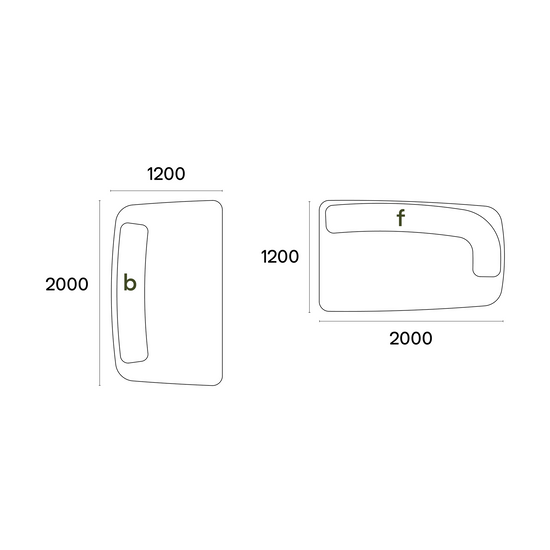 Size specifications for the 2000mm Newman chaise and sofa set