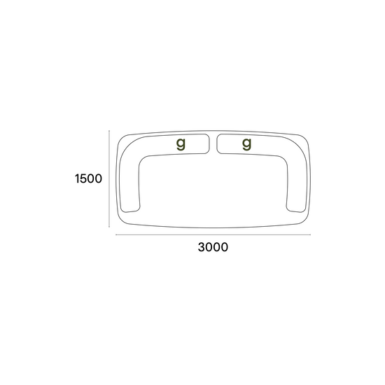 Size specifications for the 3m Newman stand-alone sofa